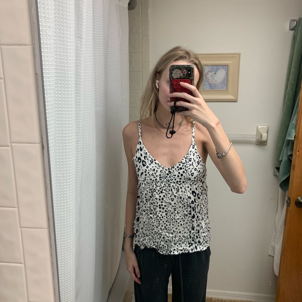 Women's Black and White Cheetah Top